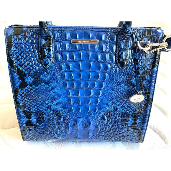 Brahmin Melbourne Caroline Satchel Handbag Color Saphire NWOT - Picture 1 of 7